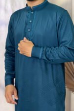 Bamboo Silk Panjabi for Men - Green color - Rubaaba Panjabi - Image 3