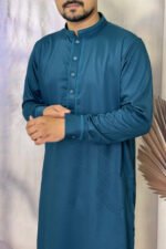Bamboo Silk Panjabi for Men - Green color - Rubaaba Panjabi - Image 2