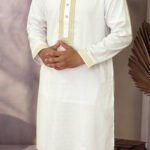 Cotton Panjabi for Men - White color -  Rubaaba Panjabi