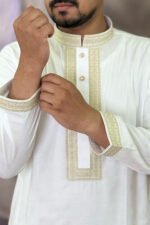 Cotton Panjabi for Men - White color -  Rubaaba Panjabi - Image 3
