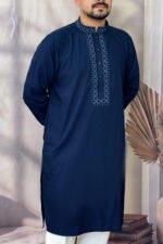Pakistan Cotton Panjabi for Men - Blue Rubaaba Panjabi