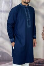 Pakistan Cotton Panjabi for Men - Blue Rubaaba Panjabi - Image 2