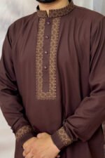 Pakistan Cotton Panjabi for Men - Coffee - Rubaaba Panjabi - Image 2