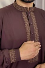 Pakistan Cotton Panjabi for Men - Coffee - Rubaaba Panjabi - Image 4