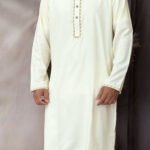 Pakistan Cotton Panjabi for Men - Off White - Rubaaba Panjabi