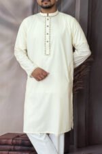 Pakistan Cotton Panjabi for Men - Off White - Rubaaba Panjabi - Image 2