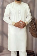 Tencel Panjabi for Men - White color - Rubaaba Panjabi