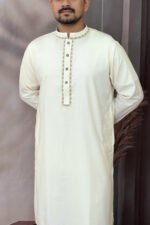 Pakistan Cotton Panjabi for Men - Off White - Rubaaba Panjabi - Image 3