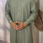 Pakistan Cotton Panjabi for Men - Olive - Rubaaba Panjabi