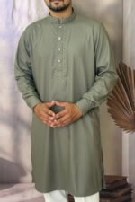 Pakistan Cotton Panjabi for Men - Olive - Rubaaba Panjabi