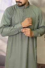 Pakistan Cotton Panjabi for Men - Olive - Rubaaba Panjabi - Image 5
