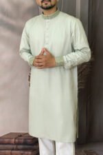 Tencel Panjabi for Men - Olive color - Rubaaba Panjabi
