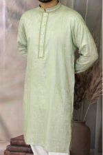 Tencel Panjabi for Men - Olive color - Rubaaba Panjabi - Image 3