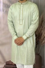 Tencel Panjabi for Men - Olive color - Rubaaba Panjabi - Image 2