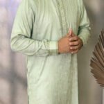 Tencel Panjabi for Men - Olive color - Rubaaba Panjabi