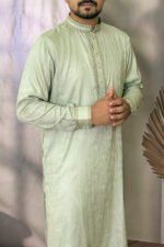 Tencel Panjabi for Men - Olive color - Rubaaba Panjabi
