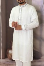 Tencel Panjabi for Men - White color - Rubaaba Panjabi