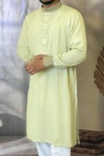 Tencel Panjabi for Men - Yellow color - Rubaaba Panjabi - Image 2